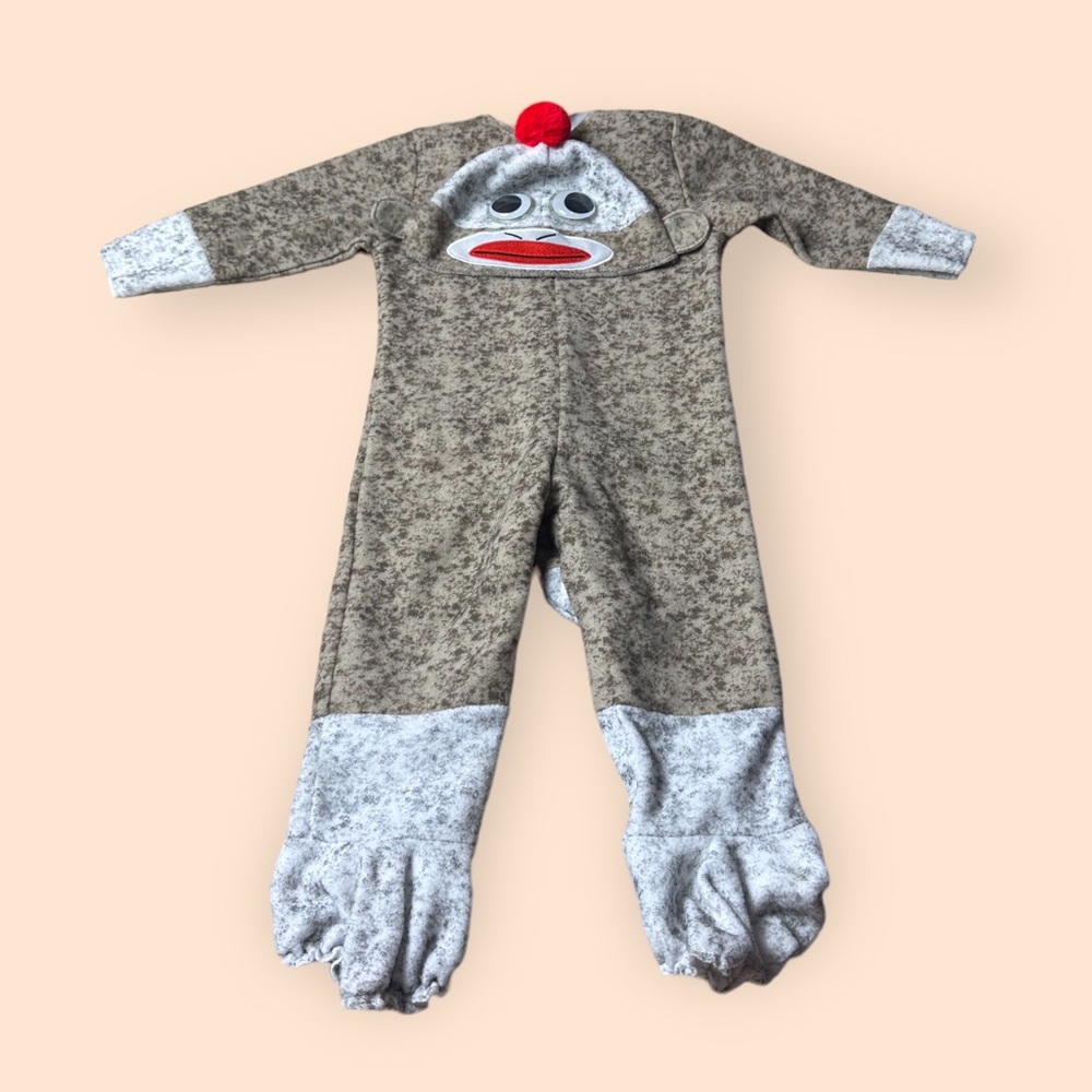 Baby Too Cute To Spook Sock Monkey Halloween Costume With Hat Sz 12-18 Mon